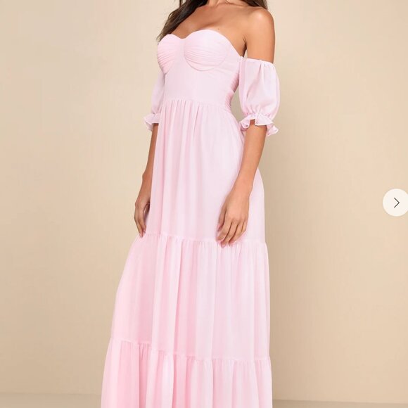 NWT Pink Lulu's Off the Shoulder Dress Size Medium Retail $100 - Picture 1 of 7